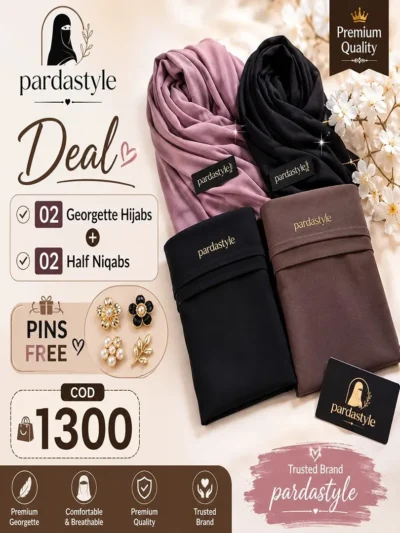 Deal 10 – 2 Georgette Hijabs + 2 Half Niqabs