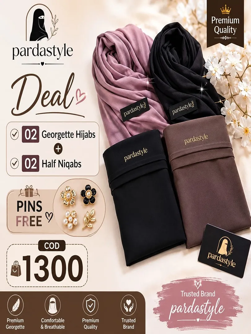 Deal 10 – 2 Georgette Hijabs + 2 Half Niqabs